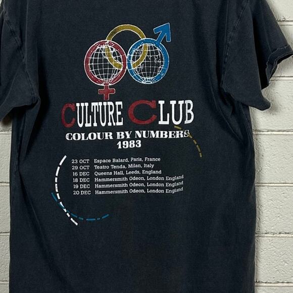 Culture Club Boy George Vintage 80s Black Band Tour Tee size L - Picture 6 of 8